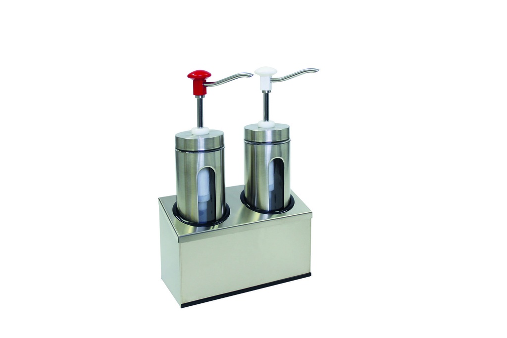Druckknopf Dosierspender aus Edelstahl, 2 x 2,0 l, 293 × 147 × 465 mm