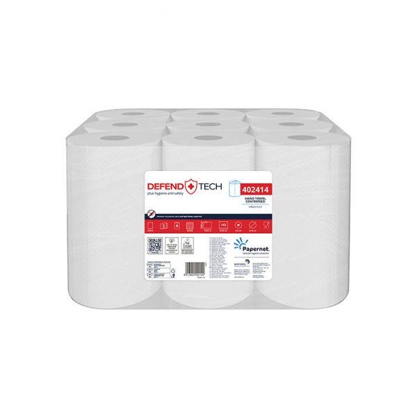 Papierhandtücher Rollenhandtücher,Innenabrollung 2-lagig, 100% Zellstoff weiß, 50 m, 143 Blatt | 9 Rollen/Sack