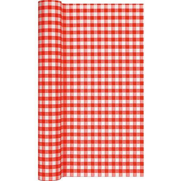 HOME FASHION Tischläufer Airlaid 0,40 m x 4,90 m | Motiv Karo rot/weiß