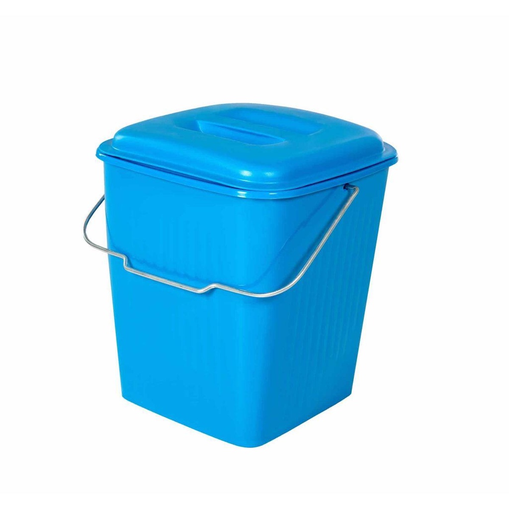 Viereck-Deckeleimer 12 Liter mit Metallbügel, 27 x 27 x 29 cm | blau