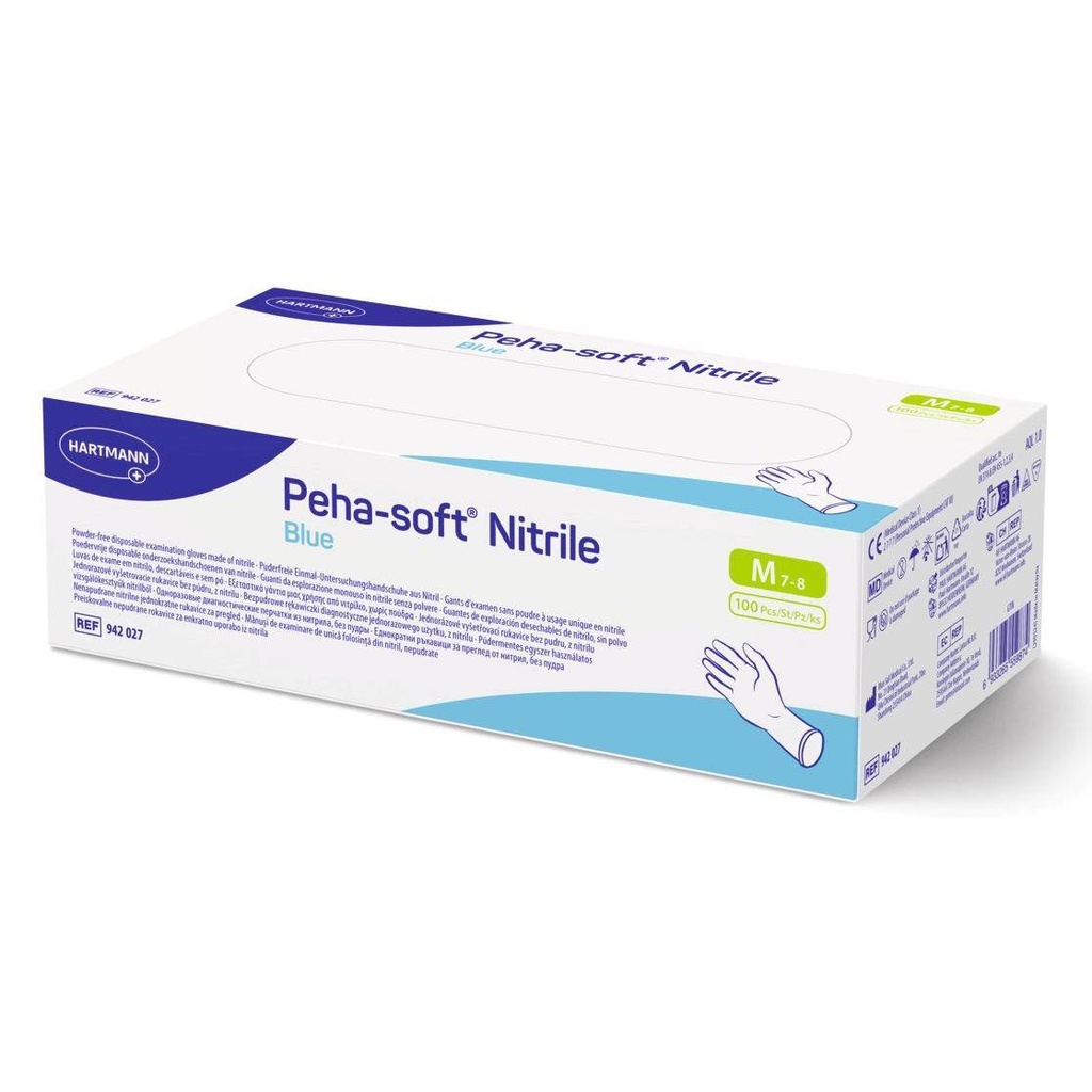 Einweghandschuhe Nitril puderfrei, blau, "Peha-soft® Nitrile blue" | 100 Stück/Box | Größe M