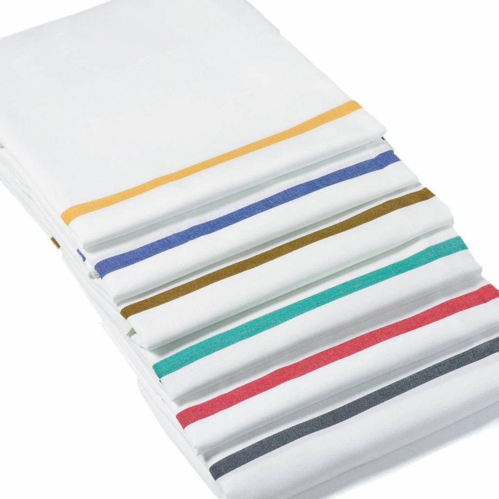 Wäschesack, selbstöffnend BWQ mit Knebel, Gewebe 100% Polyester | weiß mit Farbstreifen gelb