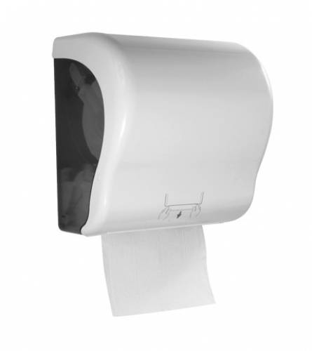 Rollenhandtuchspender "LUX CUT" manueller Papiertransport | weiß/grau