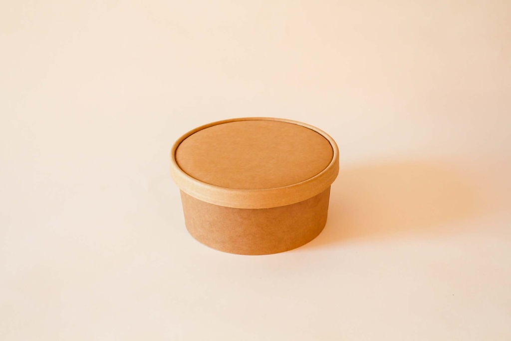 Karton Schale Ø150mm / 750ml Braun, 300 Stk. Hartpapier / mit Pappdeckel / 300 Stk.