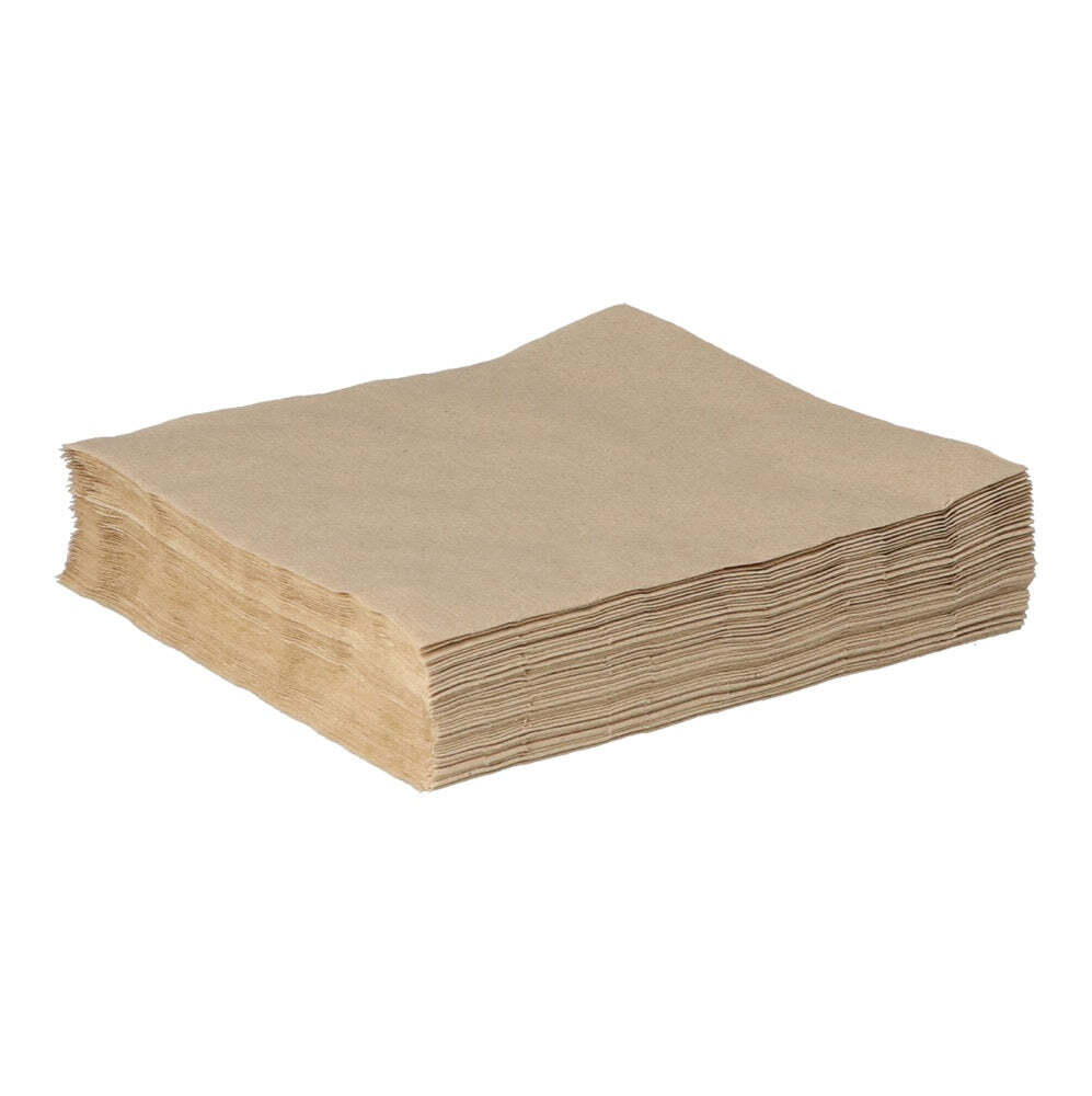 Servietten 1-lagig 1/4 Falz – 33x33cm Braun, 5000 Stk. Recycling