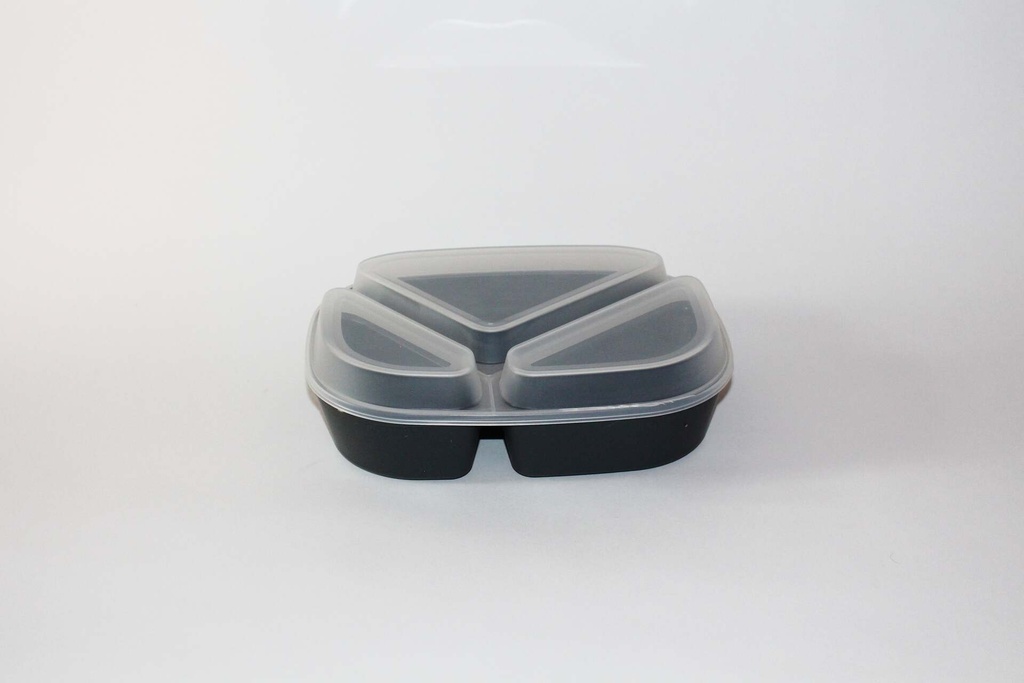 Menübox 3-geteilt 236x181x47mm mit Deckel / schiefergrau / 48 Stk.