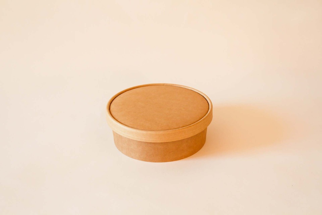 Karton Schale Ø150mm / 500ml Braun, 300 Stk. Hartpapier / mit Pappdeckel / 300 Stk.
