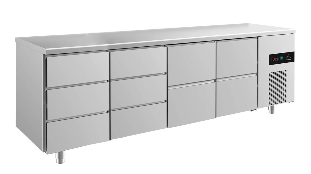 Kühltisch -2 bis +8°C 2330x700x850mm mit 2x zwei Schubladen und 2x drei Schubladen