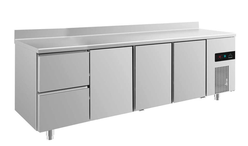 Kühltisch -2 bis +8°C 2330x700x850mm mit 3x Türen und 1x zwei Schubladen u. Aufkantung