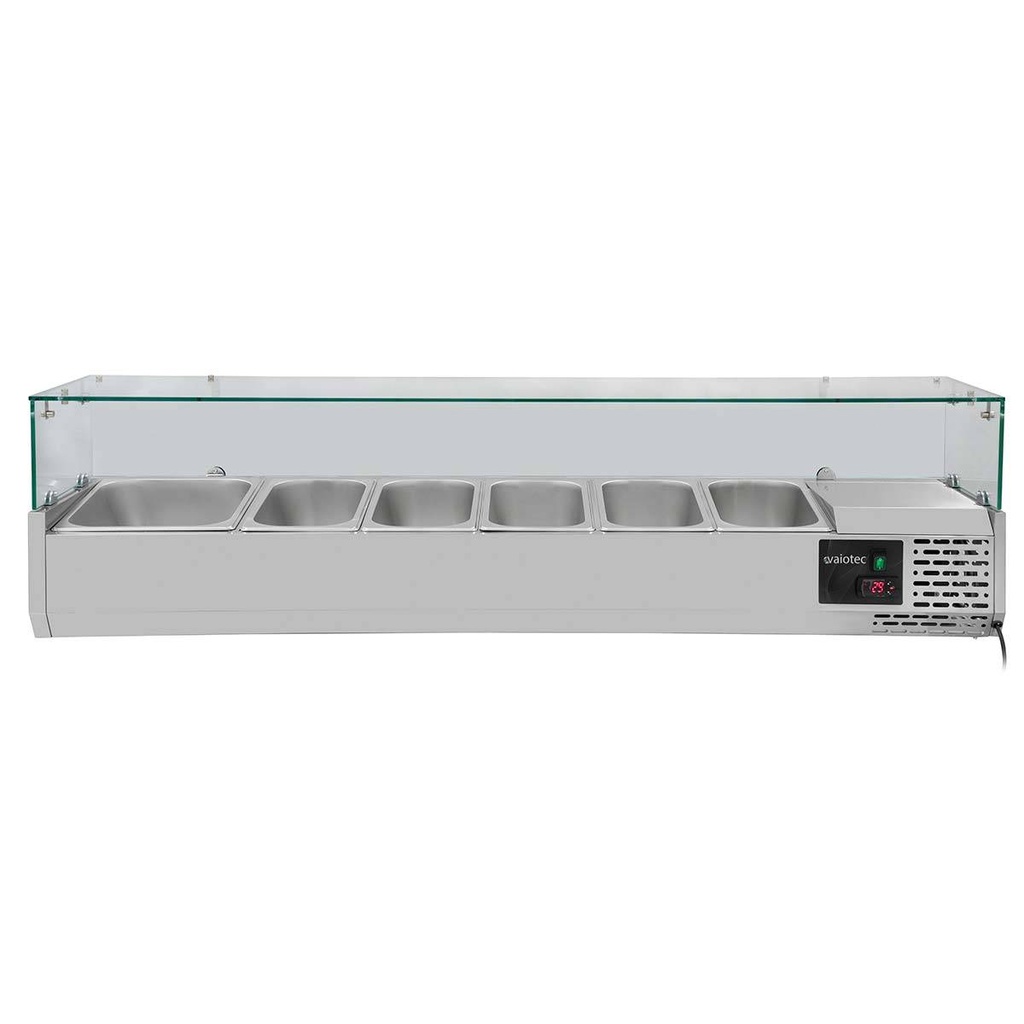 Kühlaufsatz mit Glasabdeckung 5xGN1/3 + 1xGN1/2, 1500 x 395 mm