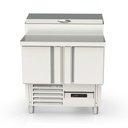 TOPLINE Belegstation / 2-fach mit Türen, Edelstahlaufsatz, GN 1/4, 925 x 700 mm