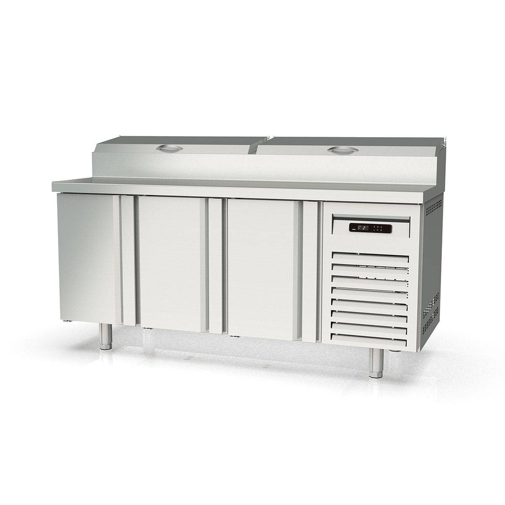 TOPLINE Belegstation / 3-fach mit Türen, Edelstahlaufsatz, GN 1/4, 1795 x 700 mm