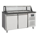 Salattheke / 2-fach mit Türen, Glasaufbau, für 4x GN 1/1 "schwarz", 1500 x 800 mm