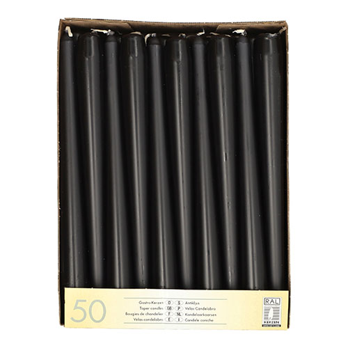 2 x 50 Leuchterkerzen Ø 2,2 cm · 25 cm schwarz