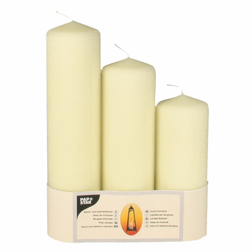 6 x 3 Kamin-und Laternenkerzen Ø 70 mm elfenbein