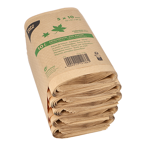 4 x 50 Abfallbeutel Kraftpapier 10 l 35 cm x 21 cm x 15 cm braun