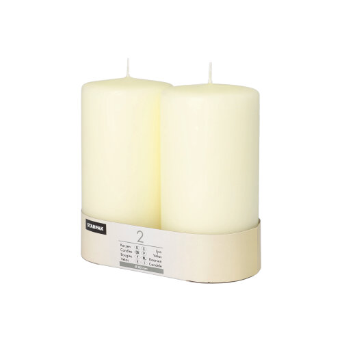 6 x 2 Stumpenkerzen Ø 80 mm · 150 mm elfenbein "Ivory" mit Flachkopf