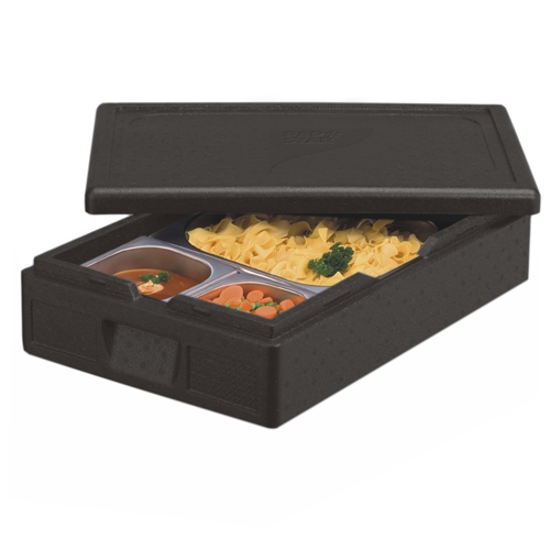 6 x Isolier-Transportbehälter, EPP 60 cm x 40 cm x 18 cm schwarz "Gastro-Norm 1/1"