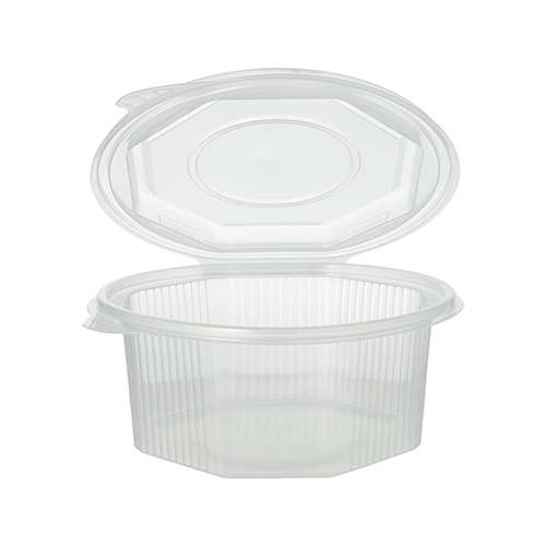 6 x 50 Verpackungsbecher mit Klappdeckeln, PP 8-eckig 750 ml 6,1 cm x 13 cm x 13 cm transparent
