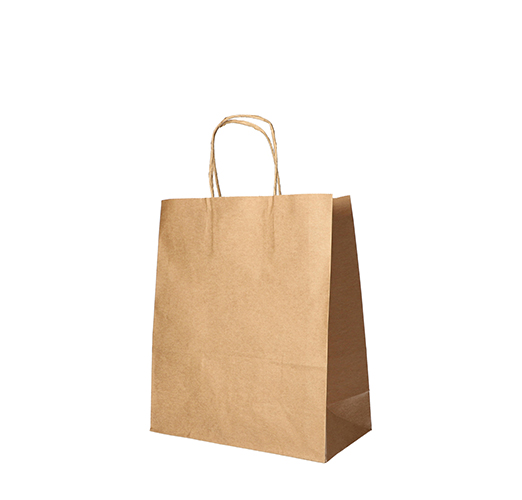10 x 25 Tragetaschen, Papier 28 cm x 22 cm x 10 cm braun mit gedrehtem Tragegriff