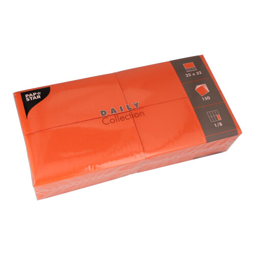 6 x 150 Servietten "DAILY Collection" 1/8-Falz 32 cm x 32 cm nektarine