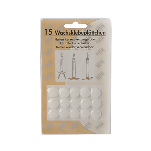 25 x 15 Wachsklebeplättchen Ø 15 mm weiss