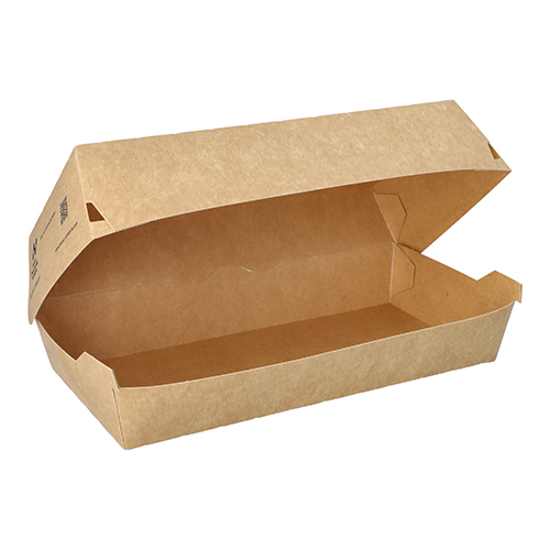 2 x 65 Baguetteboxen, Pappe "NOTPLA" 7,5 cm x 10,7 cm x 22 cm braun