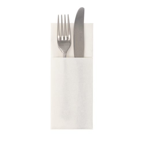 6 x 50 Servietten "ROYAL Collection" 40 cm x 30 cm weiss mit Besteckfalz