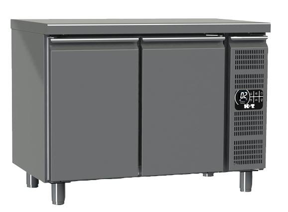 K+T Tiefkühltisch GN 1/1, Korpushöhe 650 mm, abgekantete Arbeitsplatte, 2 Abteile, Zentralkühlung