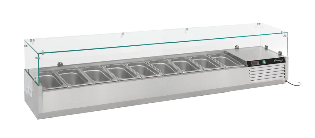 Aufsatzvitrine 9 aus Edelstahl, 2000 x 395 x 435 mm