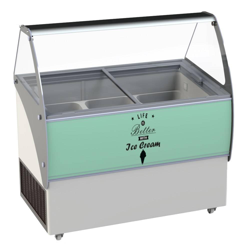 Speiseisvitrine Curacao, 10 x 5 L, 1447 x 825 x 1257 mm, weiß