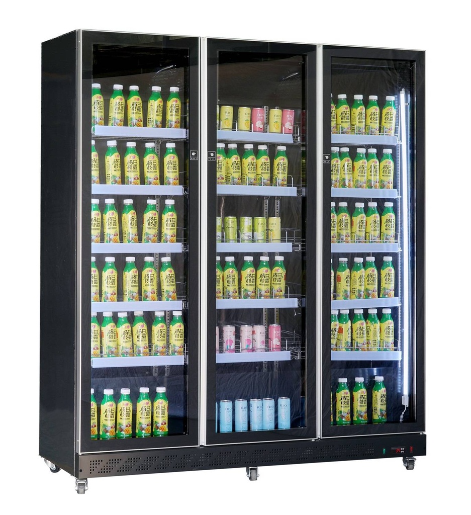Kühlschrank 3 Glastüren, 1680 x 600 x 1980 mm, schwarz