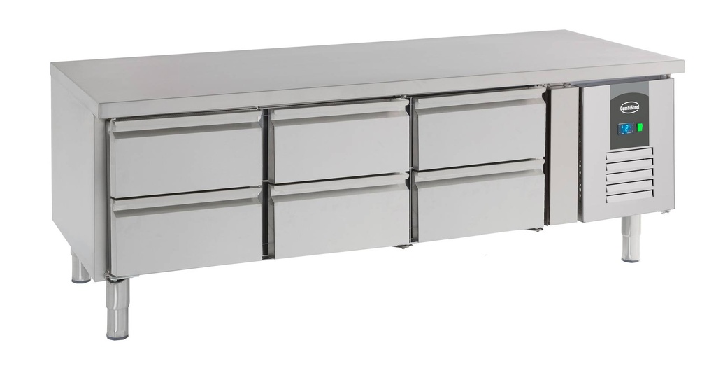 Kühltisch 650 mit Schubladen aus Edelstahl, 1600 x 700 x 650 mm, 260 L