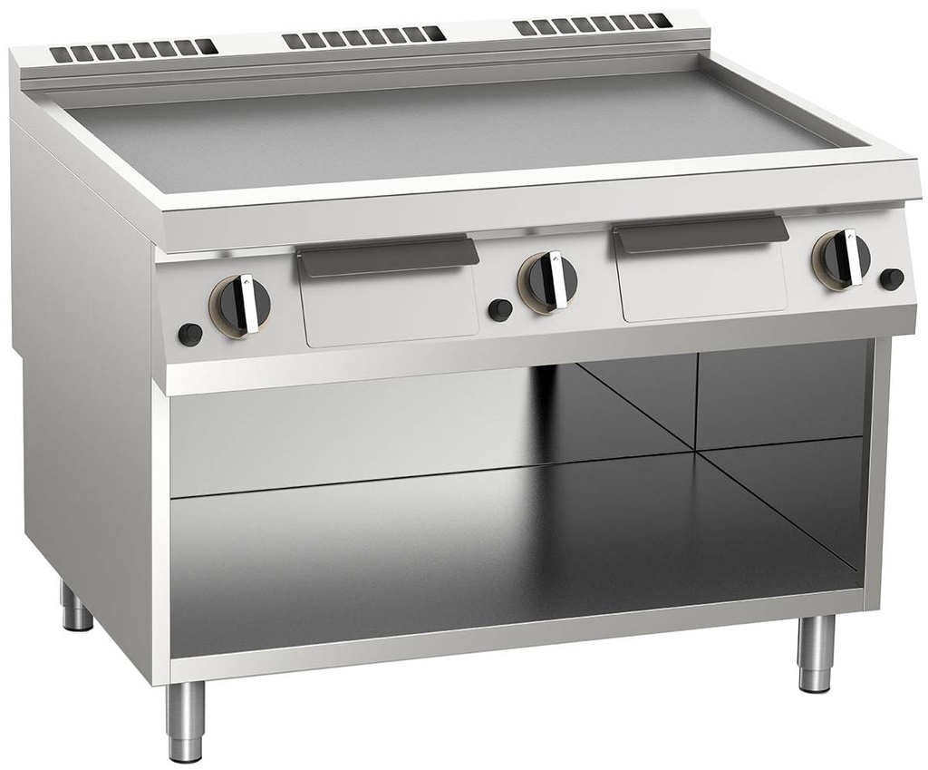 KBS Gas-Grillplatte glatt aus Edelstahl 18kW mit 3 Heizzonen offener Unterbau