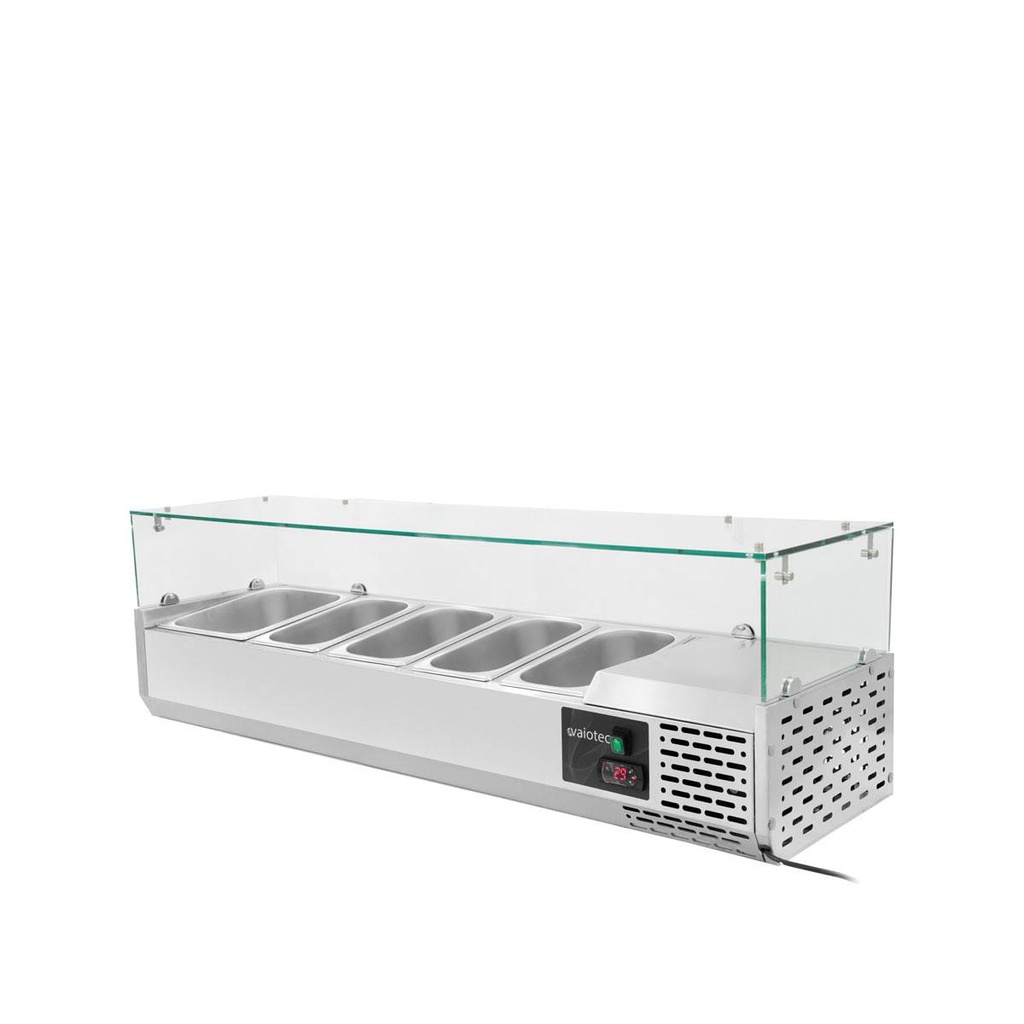 Kühlaufsatz mit Glasabdeckung 4xGN1/3 + 1xGN1/2, 1400 x 395 mm