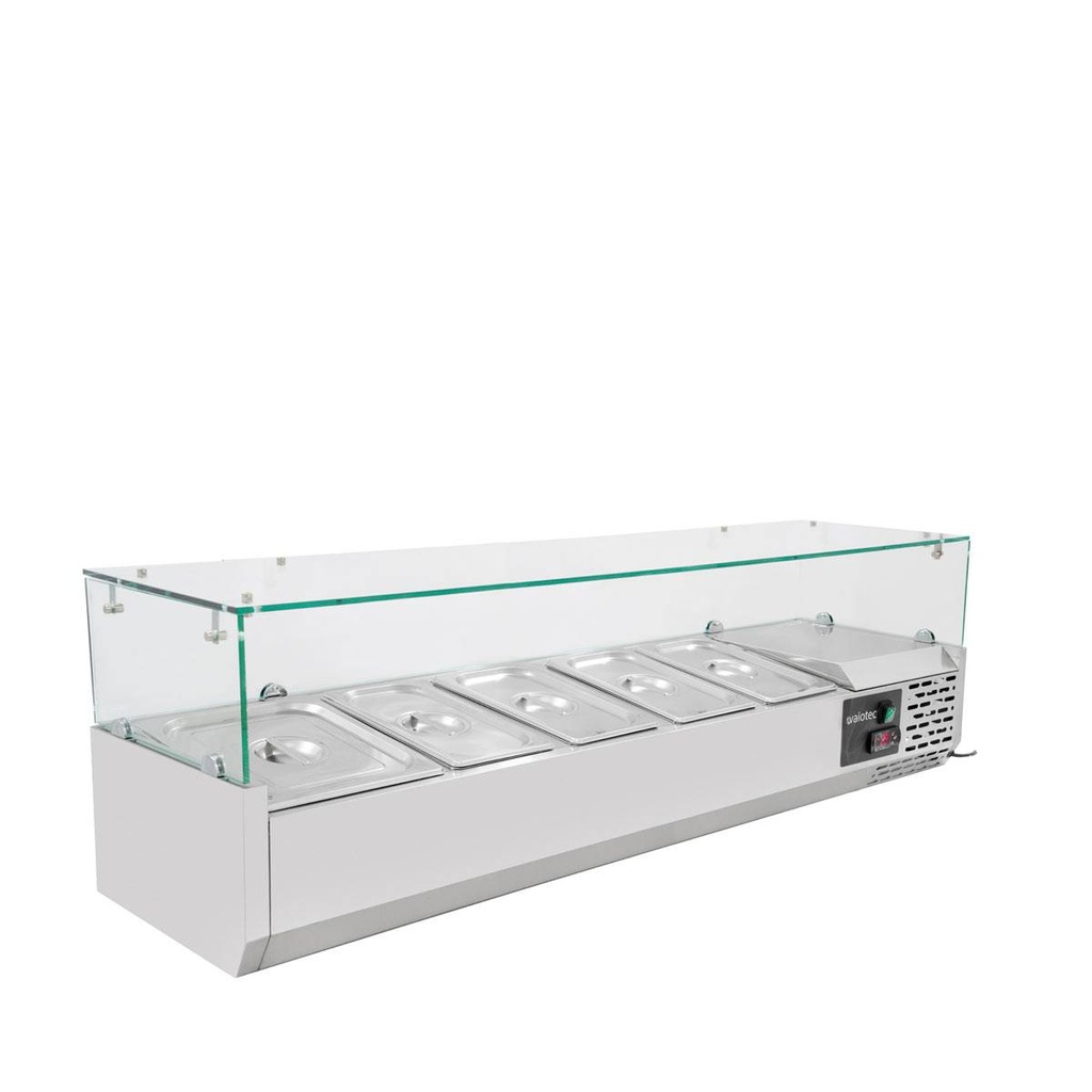Kühlaufsatz mit Glasabdeckung 4xGN1/3 + 1xGN1/2, 1400 x 395 mm