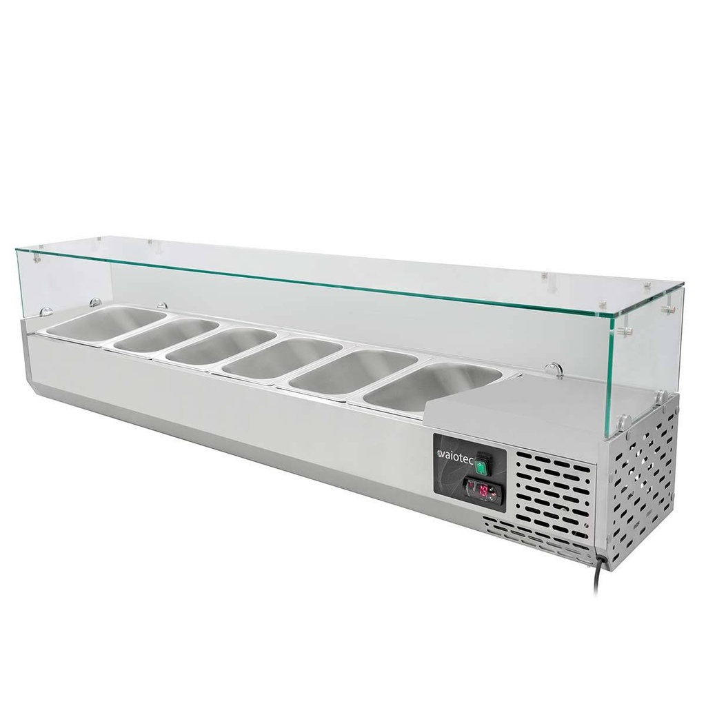 Kühlaufsatz mit Glasabdeckung 5xGN1/3 + 1xGN1/2, 1500 x 395 mm