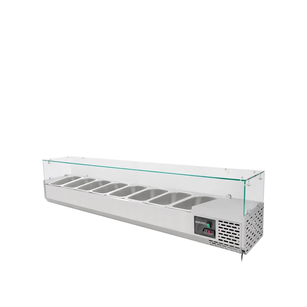 Kühlaufsatz mit Glasabdeckung 8xGN1/3, 1800 x 395 mm
