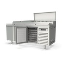 TOPLINE Belegstation / 3-fach mit Türen, EN 60x40, Edelstahlaufsatz, GN 1/3, 2020 x 800 mm