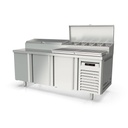 TOPLINE Belegstation / 3-fach mit Türen, EN 60x40, Edelstahlaufsatz, GN 1/3, 2020 x 800 mm