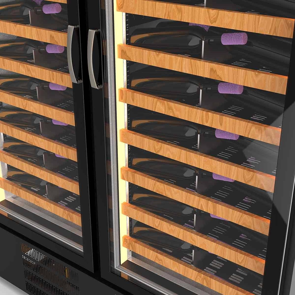 TOPLINE Weinkühlschrank Schwarz, 1706 Liter, 315 Flaschen, 2 Zonen, 2055 x 735 mm