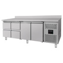 Kühltisch / 2 Türen & 4 Schubladen inkl. Aufkantung - Monoblock, 2230 x 700 mm