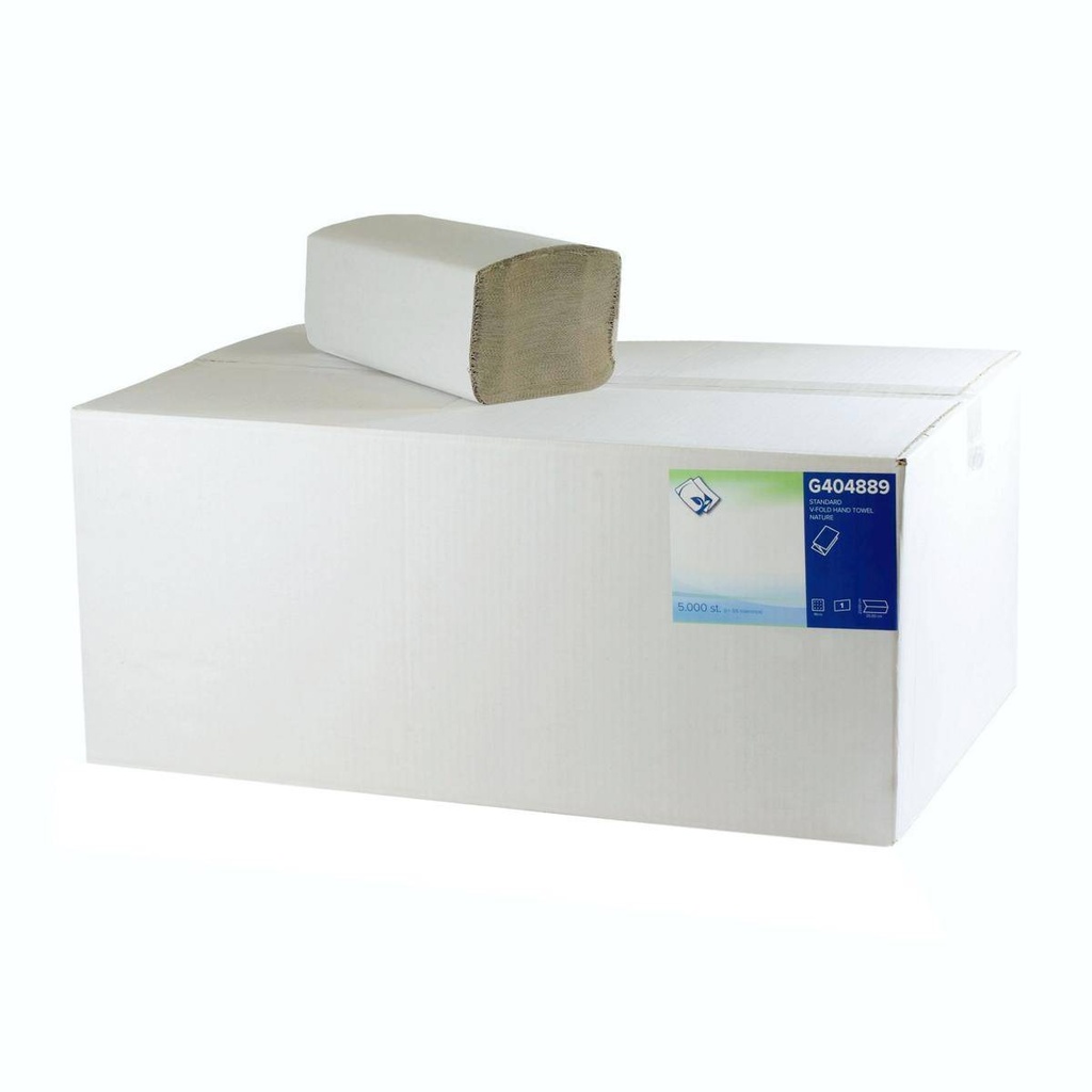 Papierhandtücher Falthandtücher 1-lagig, 25 x 23 cm, Zick-Zack-Falz, soft natur, 36 g/m² | 5.000 Blatt/Karton