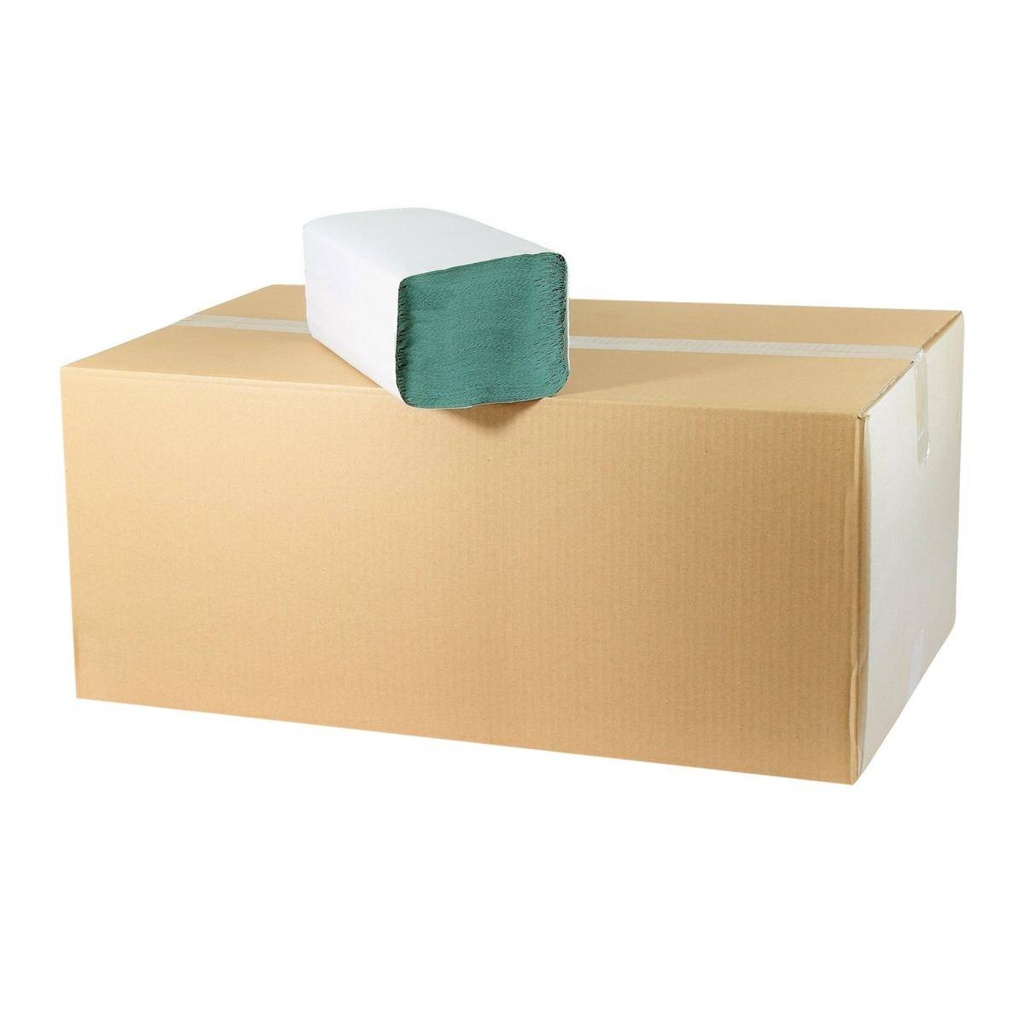 Papierhandtücher Falthandtücher 1-lagig, 25 x 23 cm, Zick-Zack-Falz, grün | 5.000 Blatt/Karton