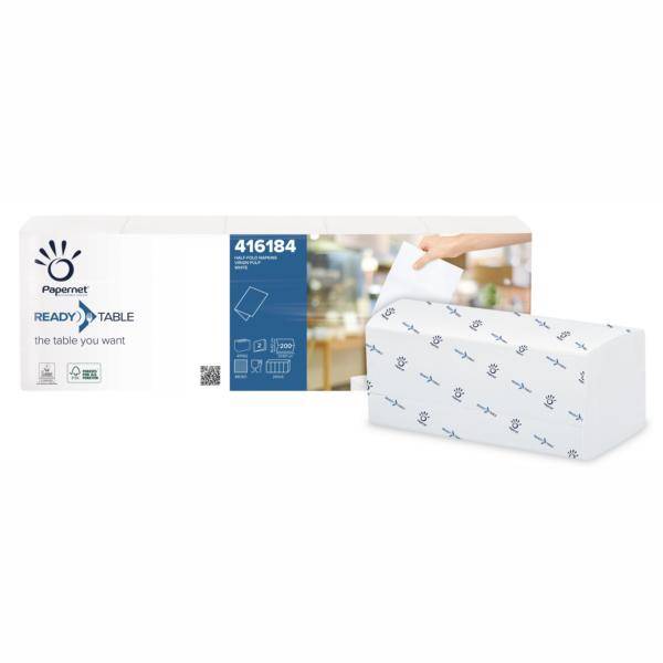 Werra/Papernet Spenderservietten weiß, 21,6 x 16,62 cm, 2-lagig, 1/2 Falz | 8000 Stück