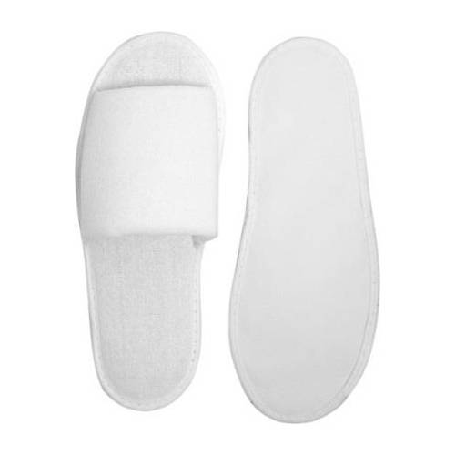 Badeslipper, Frottee-Badeslipper, weiss, offen, mit Vliessohle | 100 Paar