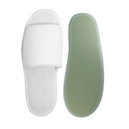 Badeslipper, Polyester-Velours vorn offen, 3 mm Kunststoffsohle, weiß | 100 Paar