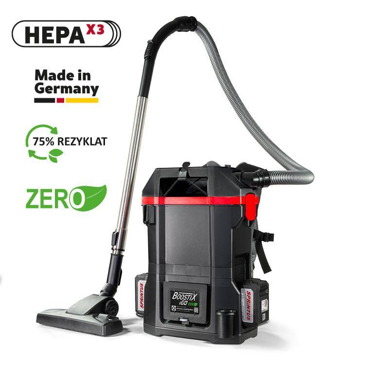 Staubsauger/Rucksacksauger Sprintus "Boostix iGO ZERO 36V 7,5 Ah", Batterie-Rucksacksauger | 28 cm Arbeitsbreite