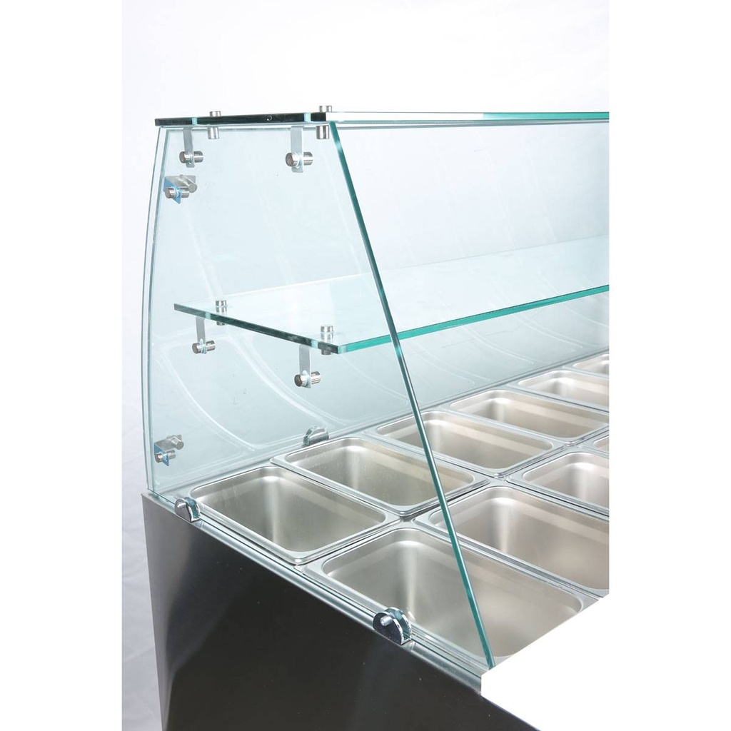 Saladette / 3-fach mit eckigem Glasaufsatz, 1365 x 700 mm