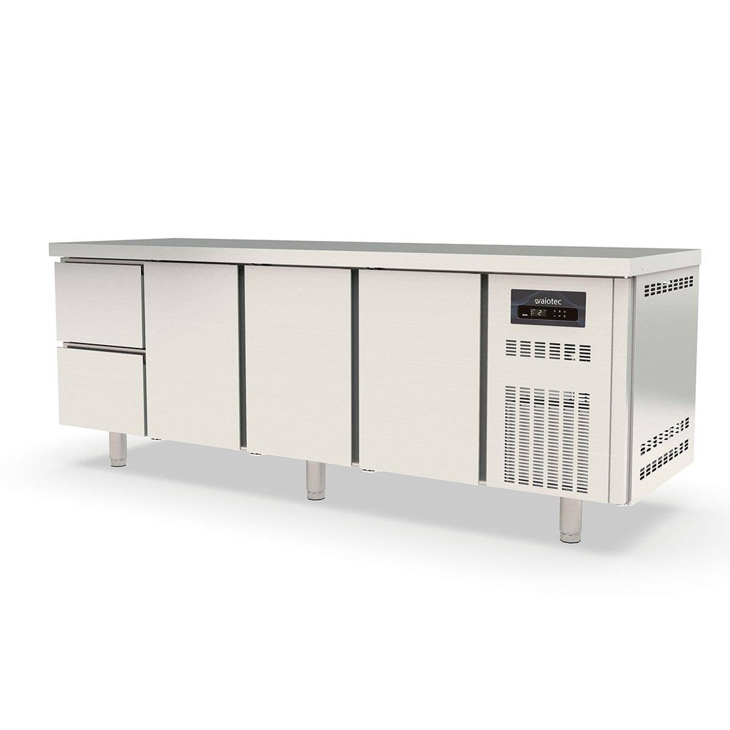 TOPLINE Kühltisch / 4-fach GN1/1 mit 2 Schubladen / 3 Türen, 2245 x 700 mm